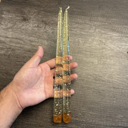 Vintage Lucite Flake Candle Set Of 2 12 Inch