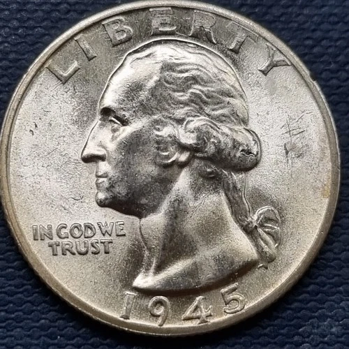 1945 D Washington Quarter 25c Silver BU UNC GEM Brilliant Uncirculated #97157