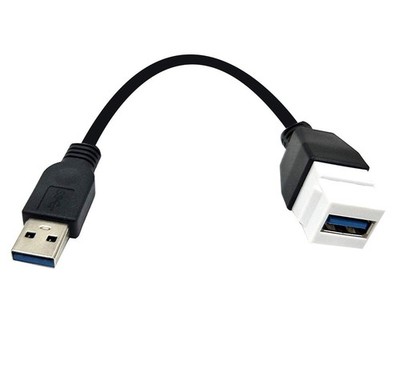 10 Inch USB 3.0 Keystone Jack Cable 10Gbps Type A Male To Female Extension