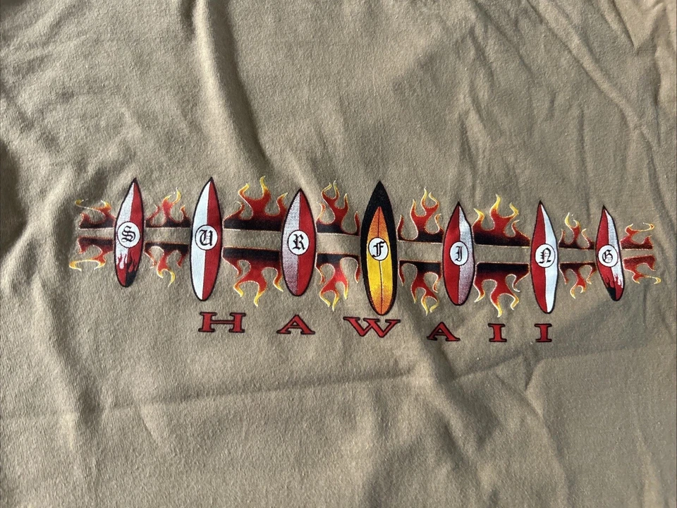Vtg CYGNUS Long Sleeve Men’s M Shirt Surfing Hawaii Flames Long Short Boards - Image 4 of 4