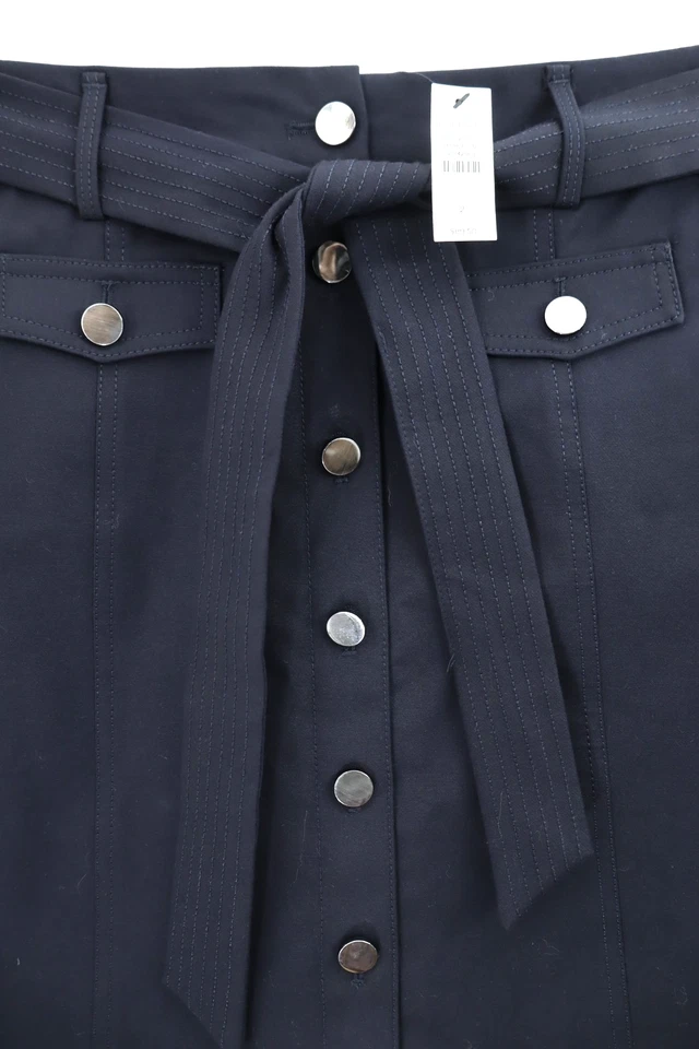 NWT TALBOTS Women's 56% Cotton A-Line Buttoned Skirt Navy Blue Size 2 $89.50 - Image 4 of 4