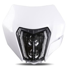 LED Motorcycle Headlight Dirt Bike DRL Headlamp with Bezel Compatible white