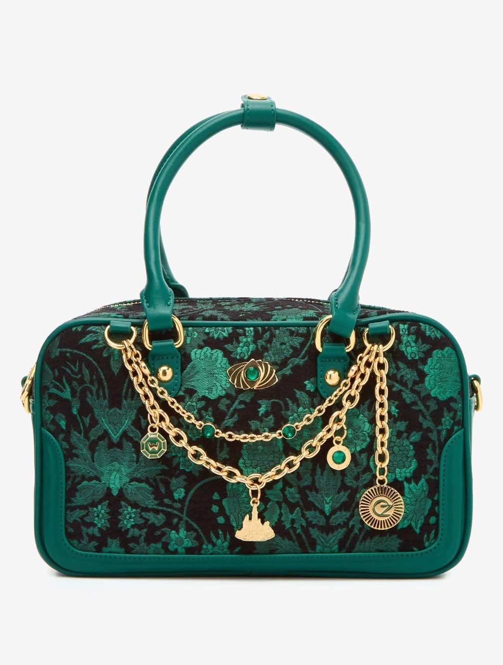 Wicked Oz Green Floral Handbag with Bag Chain