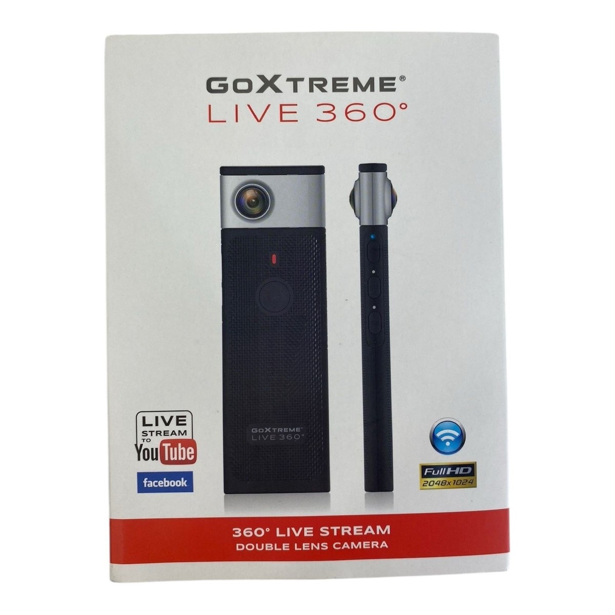 GoXtreme Live 360 Facebook Stream Double Lens Camera New
