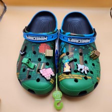 Crocs Minecraft Classic Clog Shoes Size Mens 11 Jibbitz Charms 210829-90H