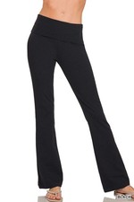 Zenana Premium Cotton Fold Over Yoga Flare Pants