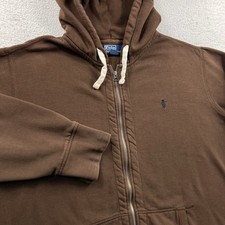 Vintage Polo By Ralph Lauren Hoodie Mens XXL Brown Full Zip Thermal Hood Y2K
