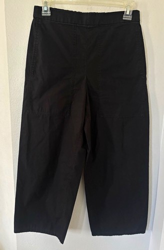 Lemaire, LEMAIRE Women’s Black Cotton Canvas Cropped Straight wide Leg Pants 34 READ Desc
