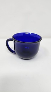 1 Vintage Cobalt Blue Pressed Glass Large Coffee Mugs Cups 16oz Unbranded
