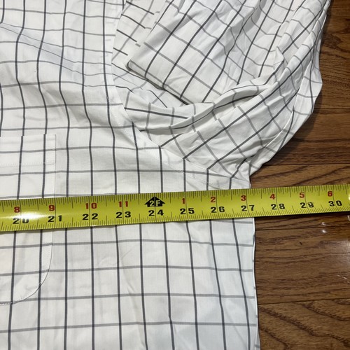 Paul Fredrick Shirt Mens 18-33 White Gray Check Button Down Non Iron Cotton - Picture 6 of 9