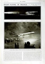 Original Old Antique Print 1916 French Biplane Aerodrome France Aircraft War