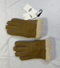Ugg Women's Turn Cuff Sheepskin Chestnut Leather Gloves Size Large