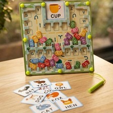 Magnetic Alphabet Maze Wooden Letter Puzzle Spelling Board Montessori