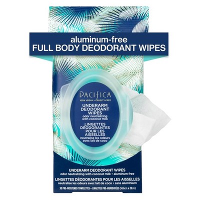 Pacifica Deodorant Wipes - Coconut Milk Underarm & Full Body Deodorant Wipes