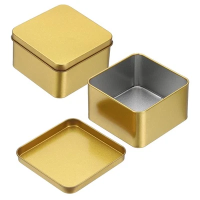 2 boîtes métalliques 3,1x1,8" avec couvercle doré pour Metal Tin Box - Photo 1/4