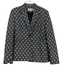 Jones New York Suit Women  s Size 4 Black Gray Geometric One Button Blazer