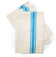 Aunt Martha's Turquoise Striped Dish Towels Set of 7 100 Cotton Weave