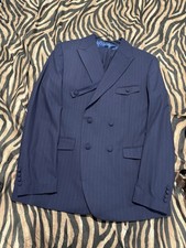 Daro Blue Pinstripe Double-Breasted Peak Lapel Slim Fit 2 Piece Suit Size 52