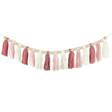 Boho Yarn Tassel Garland - Handmade Wall Hanging Decor for Nursery, Baby Show...