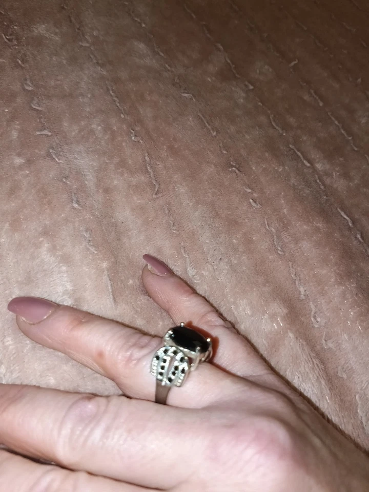 Anillo de ónix y plata de ley talla 8 Foto 3 de 4