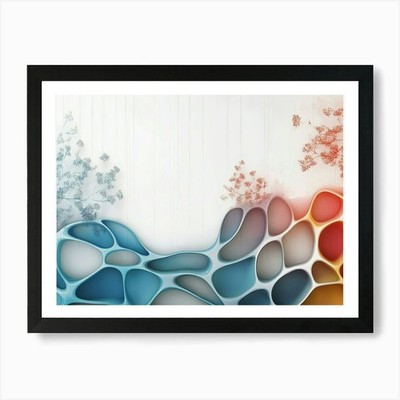 Smooth Blue and Gradient Red Curves Framed Wall Art Poster Canvas Print Picture