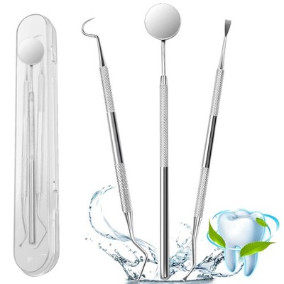 3Pcs Dental Tools, Professional Picks for Teeth Cleaning, 100% silver 