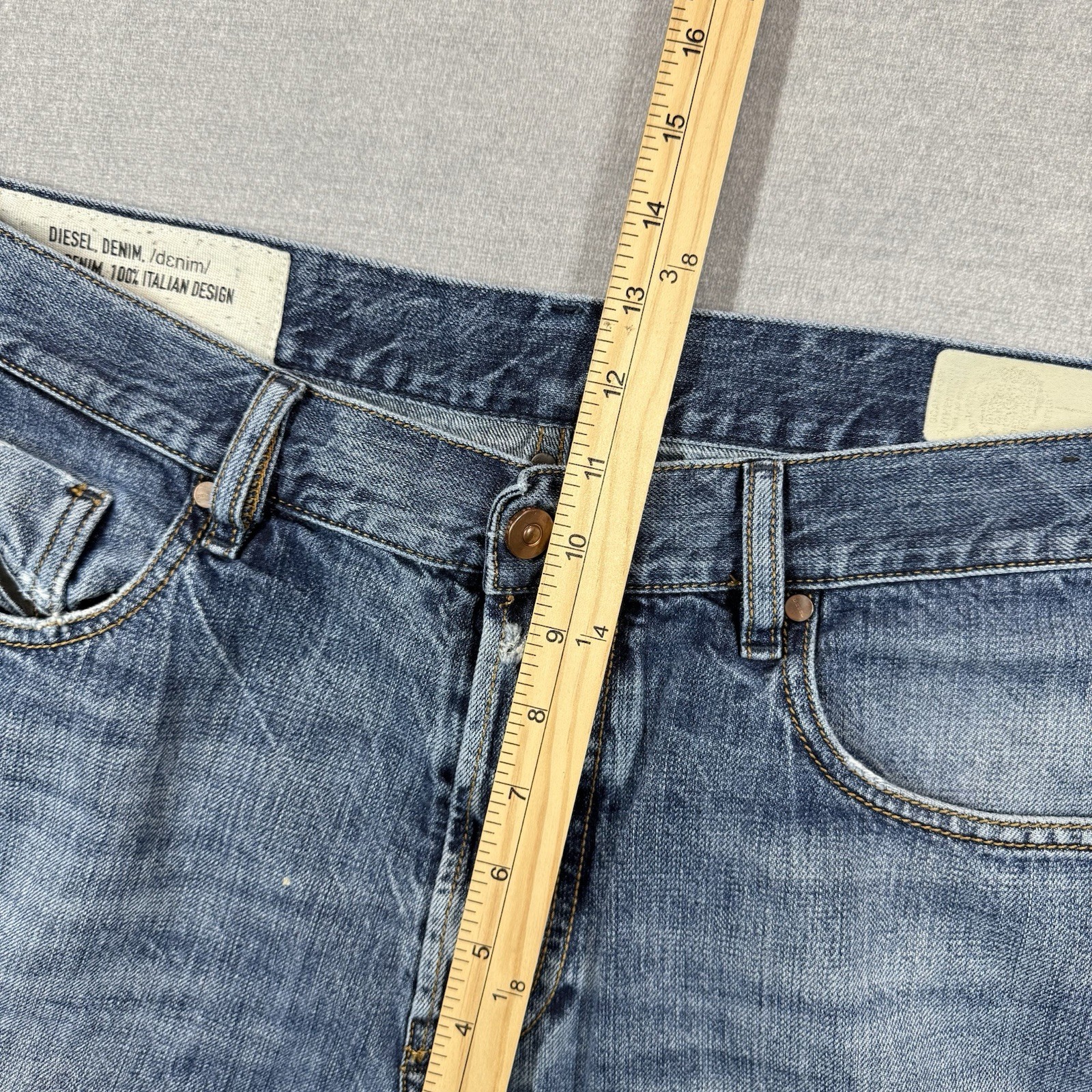 Diesel Jeans Men 36x30 Blue Mharky Slim Skinny Factory Distressed Rockstar 080AG thumbnail 10