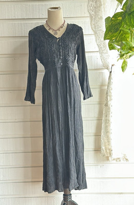 VTG 90's Maxi Dress Rayon Boho Cottagecore Whimsigoth Witchy J Gee M