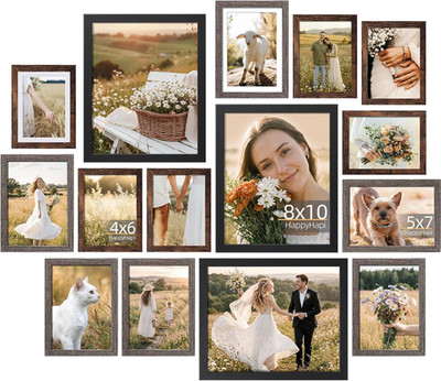 15 Pack Picture Frames Collage Wall Decor, Gallery Frame Set for Mounting or Tab