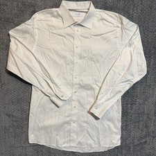 Eton Mens White Cotton Long Sleeve Contemporary Dress Shirt Size 45 / 17 3/4
