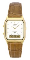 Casio Vintage Quarz Leder Armband Gold Zifferblatt AQ-230EGL-9A Unisex-Uhr