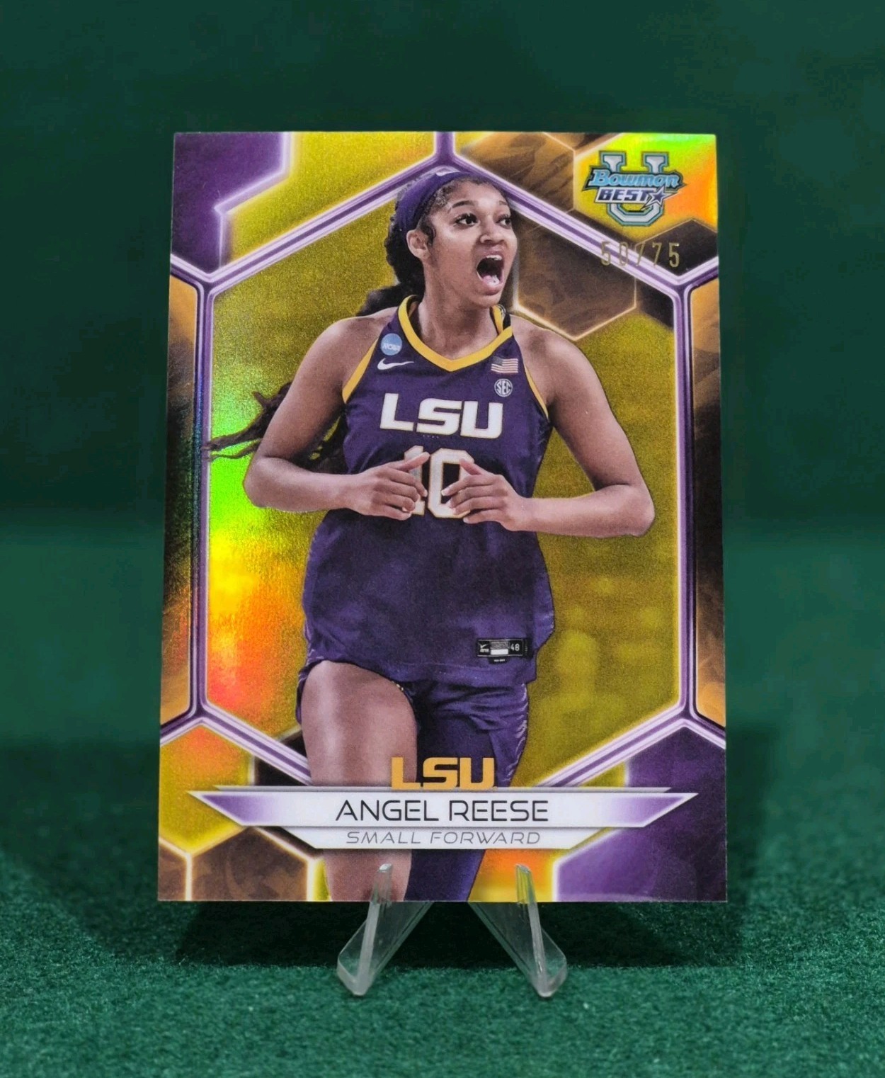 Angel Reese Rookie (Yellow Refractor) /75 2023 Bowman Best University #44