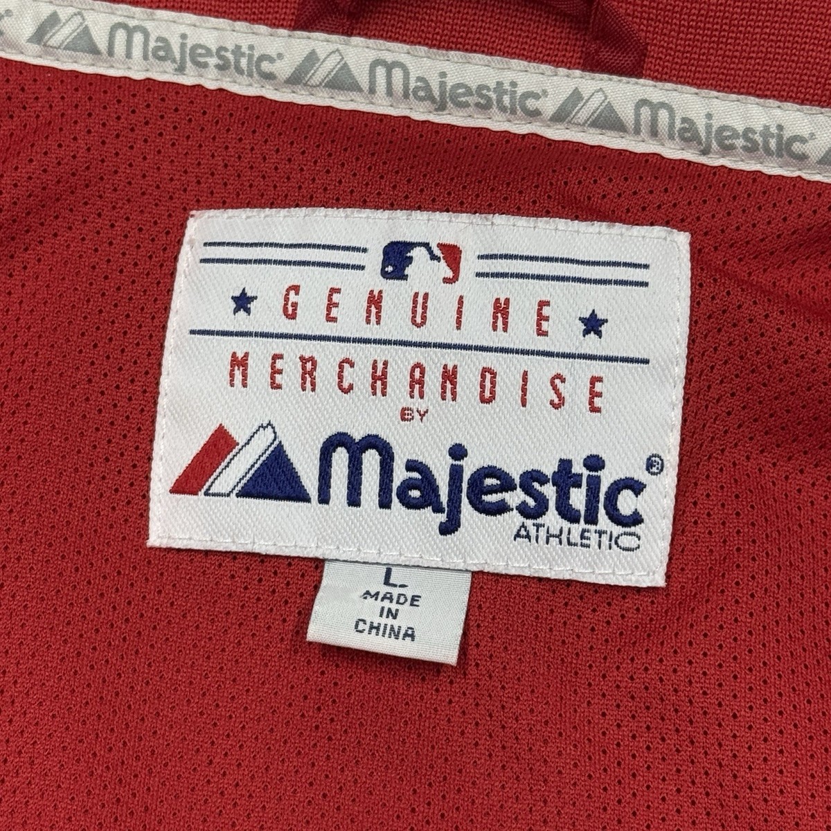 majestic MLB 2004ワールドシリーズ ナイロンジャケット Lデッド Boston Red Sox Jacket Men Large Majestic Red MLB Baseball