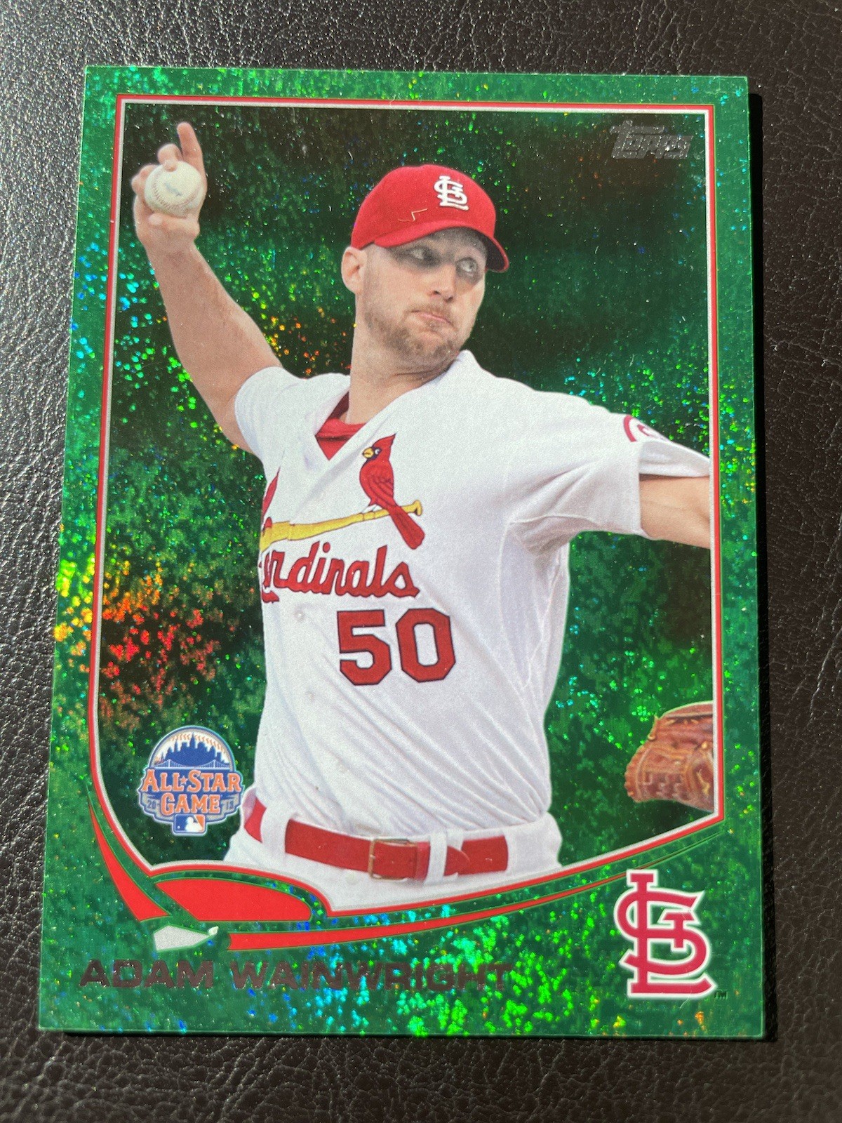 Adam Wainwright 2013 Topps Emerald Foil Parallel card #US93 - Green Sparkle