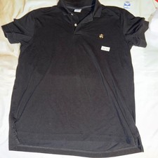Brooks Brothers Mens XL Black Pique Short Sleeve Polo Shirt Golden Fleece