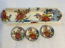 Mackenzie Childs Flower Market White Baguette Dish & Dipping Bowls