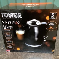 Tower Saturn 1.7 Litre Rapid Boil Black Jug Kettle 3KW Rapid Boil New In Box UK