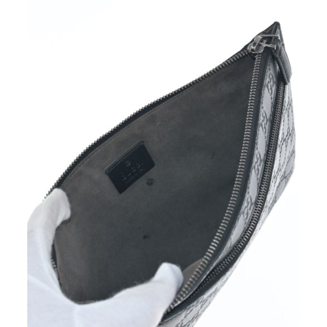 Gucci Black Leather Clutch Bag Women Used Free Shipping thumbnail 3