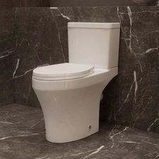 Rear Outlet Toilet Two Piece with 1.28 GPF Rimless Flush and 18'' Chair Height