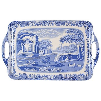 Spode Blue Italian 19'' Rectangular Handled Serving Melamine Tray 9036001