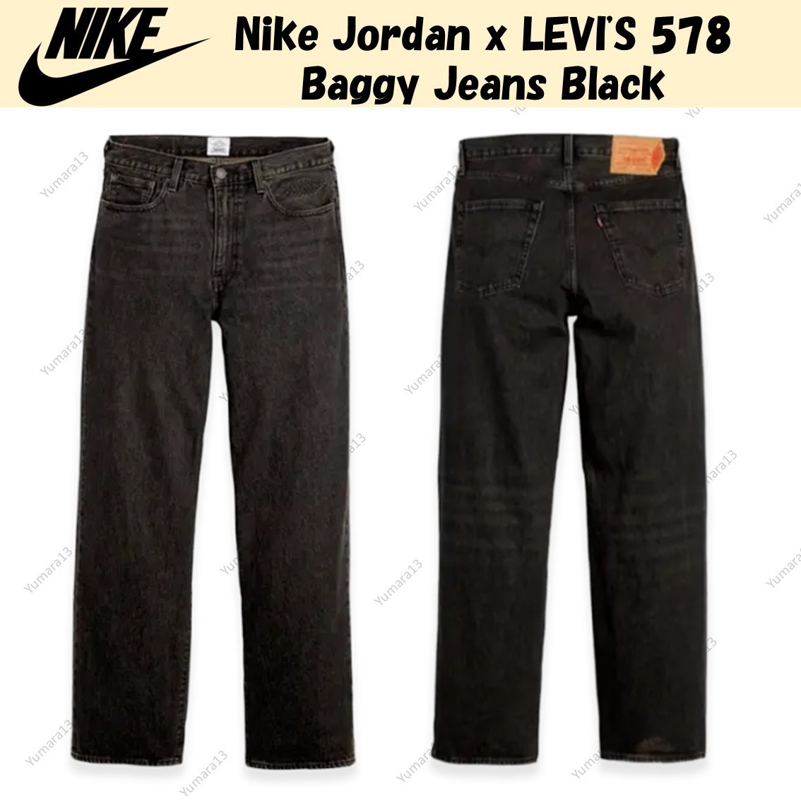 s*様 Nike Jordan x LEVI'S 578 BaggyJeansB Nike Jordan x LEVI'S 578 Baggy Jeans Black | eBay