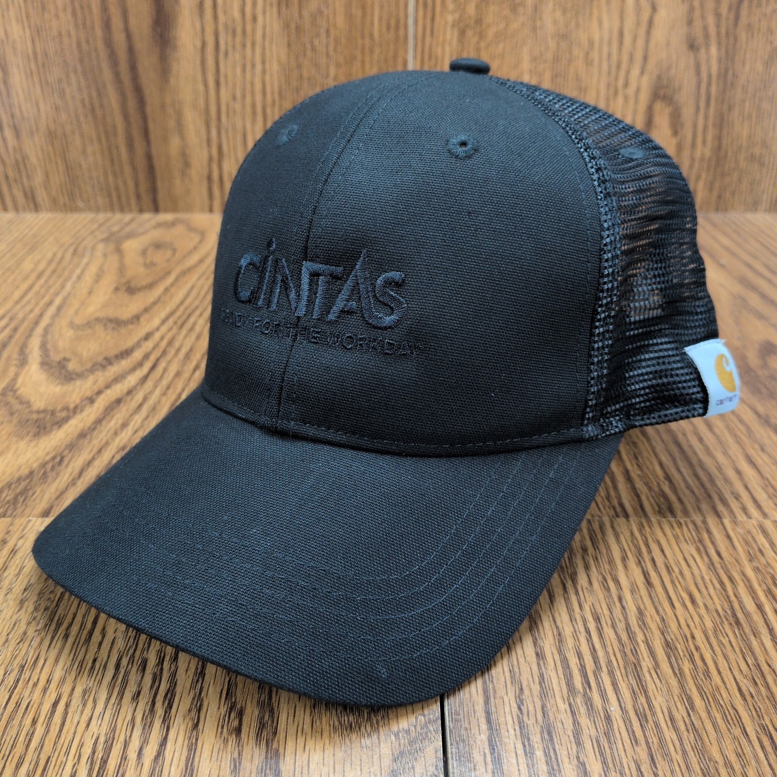 Carhartt Adjustable Mesh Snapback Trucker Hat Cap Black Cintas Logo One Size