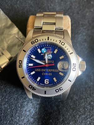 US Navy Swiss Hack Movement Watch Custom Erieff & Sons USS Enterprise CVN-65