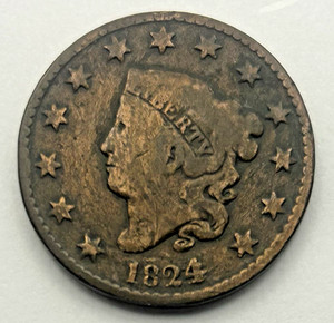 1824 Coronet Head Large Cent Low Grade