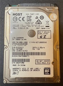 HGST, 1TB, 5K1000-1000, HTS541010A9E680, S/N: D82HY3MD, SATA HDD
