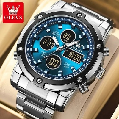 OLEVS Design Herren Herrenuhr Chronograph Analog & Digital Quarz Armbanduhr