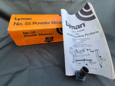 Vintage LYMAN No. 55 Powder Measure Box With Paperwork & Spout   BOX ONLY   2