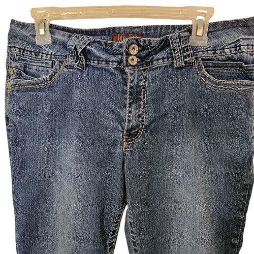 Angels Capris Jeans Size 14 Stretchy 7 Pockets High Rise Comfy Crop Cuffs - Picture 2 of 13