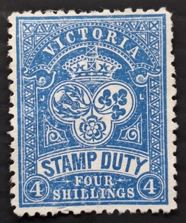 1907 Victoria Australia 4/ Blue St George&Dragon Stamp Duty P11 MNG