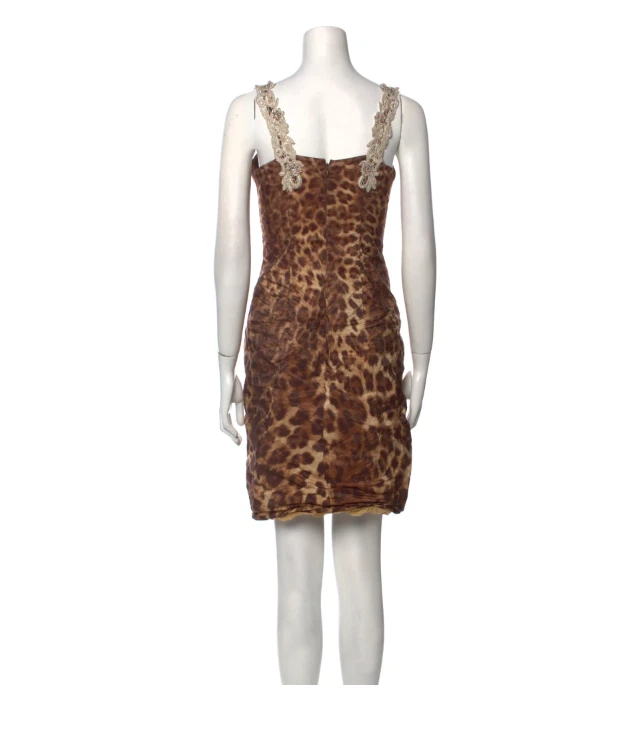 Mini Vestido Diseñador Alberto Makali Estampado Animal Lentejuelas Brillante Talla XS  Foto 4 de 4